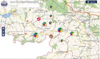 Na zdjęciu widoczna mapa powiatu prudnickiego z naniesionymi zgłoszeniami na Krajowej Mapie Zagrożeń Bezpieczeństwa.