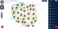 Na zdjęciu widoczna mapa Polski z naniesionymi zgłoszeniami na Krajowej Mapie Zagrożeń Bezpieczeństwa.